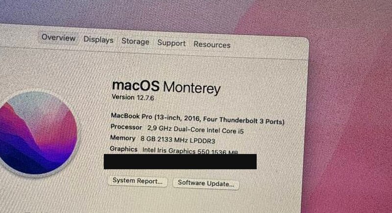 MacBook Pro 13 2016 i5 2,9 GHz 8 GB, display defect